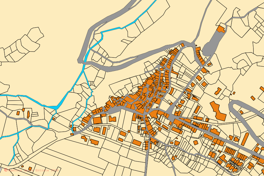 Mappa catastale del centro di Civitella Alfedena: particelle e fabbricati, cartografia Agenzia delle Entrate