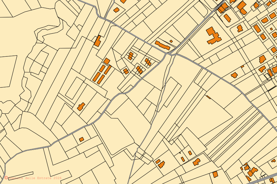 Mappa catastale del centro di Civitella del Tronto: particelle e fabbricati, cartografia Agenzia delle Entrate
