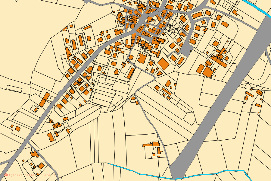 Mappa catastale del centro di Civitella in Val di Chiana: particelle e fabbricati, cartografia Agenzia delle Entrate