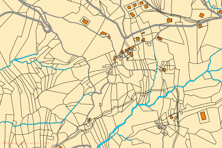 Mappa catastale del centro di Clauzetto: particelle e fabbricati, cartografia Agenzia delle Entrate