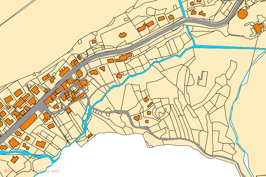 Mappa catastale del centro di Claviere: particelle e fabbricati, cartografia Agenzia delle Entrate