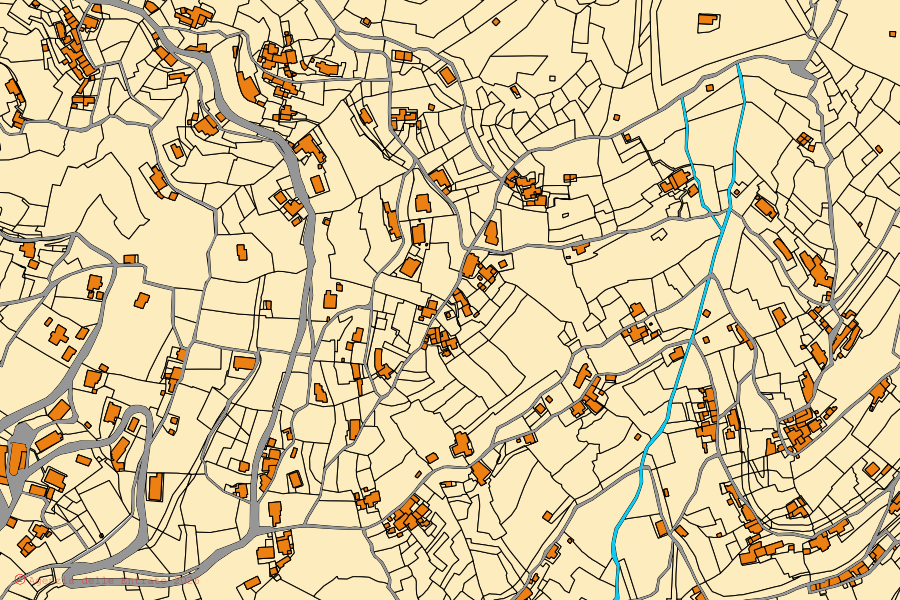 Mappa catastale del centro di Cogorno: particelle e fabbricati, cartografia Agenzia delle Entrate