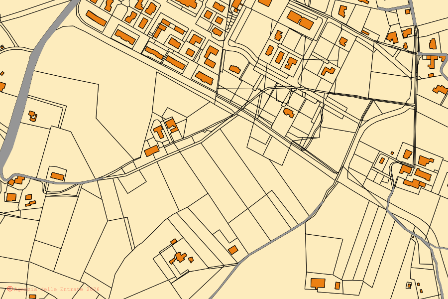 Mappa catastale del centro di Colle di Val d'Elsa: particelle e fabbricati, cartografia Agenzia delle Entrate