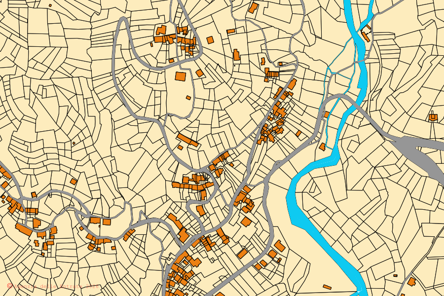 Mappa catastale del centro di Colleretto Castelnuovo: particelle e fabbricati, cartografia Agenzia delle Entrate