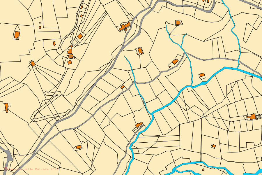 Mappa catastale del centro di Collio: particelle e fabbricati, cartografia Agenzia delle Entrate