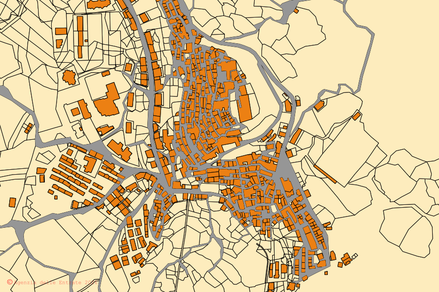 Mappa catastale del centro di Colobraro: particelle e fabbricati, cartografia Agenzia delle Entrate