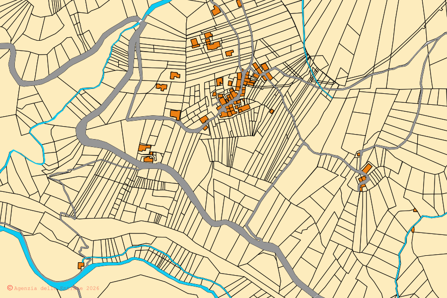 Mappa catastale del centro di Colosimi: particelle e fabbricati, cartografia Agenzia delle Entrate