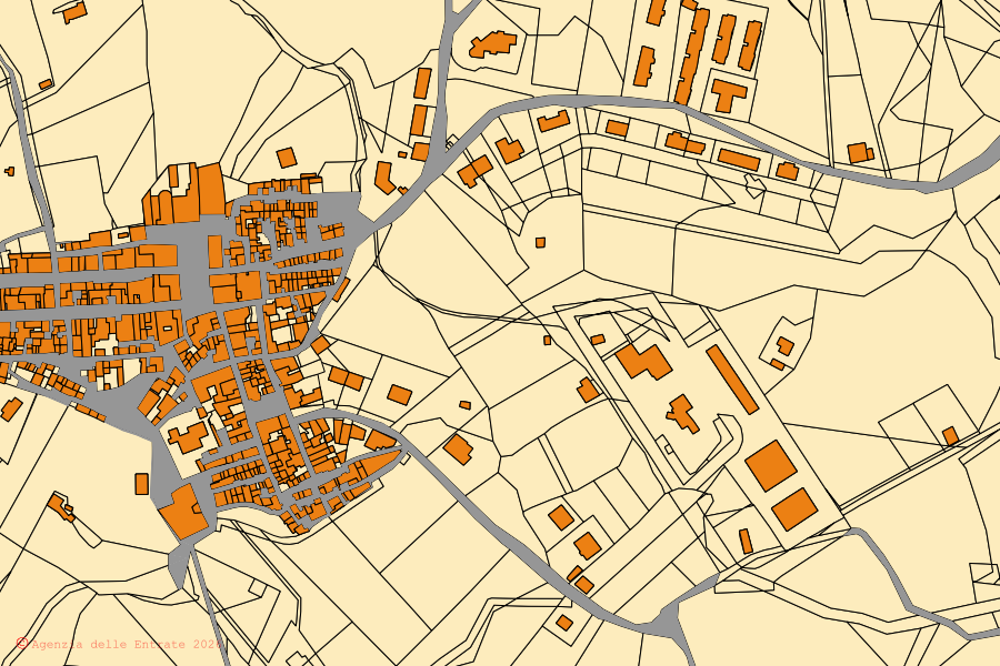 Mappa catastale del centro di Comitini: particelle e fabbricati, cartografia Agenzia delle Entrate
