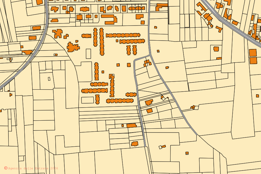 Mappa catastale del centro di Comiziano: particelle e fabbricati, cartografia Agenzia delle Entrate