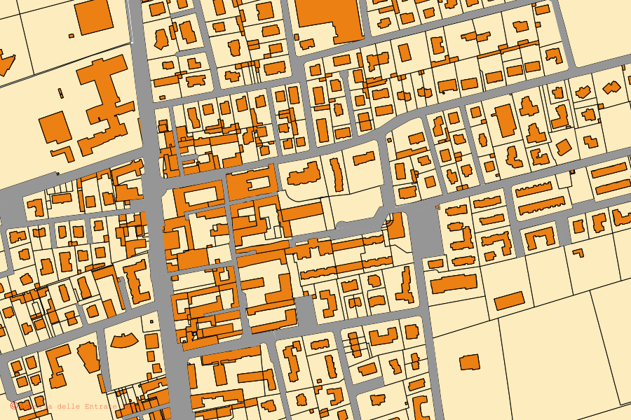 Mappa catastale del centro di Comun Nuovo: particelle e fabbricati, cartografia Agenzia delle Entrate