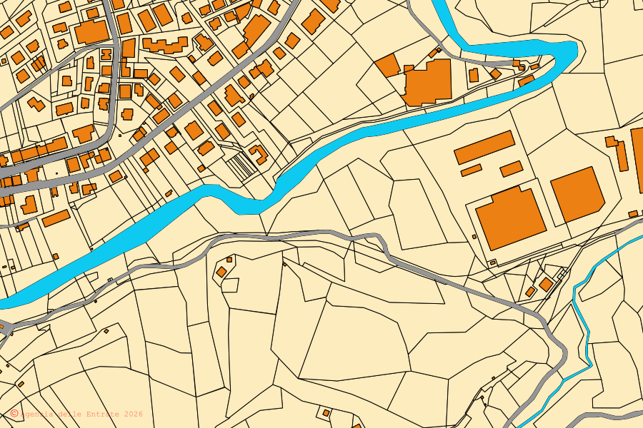 Mappa catastale del centro di Comunanza: particelle e fabbricati, cartografia Agenzia delle Entrate