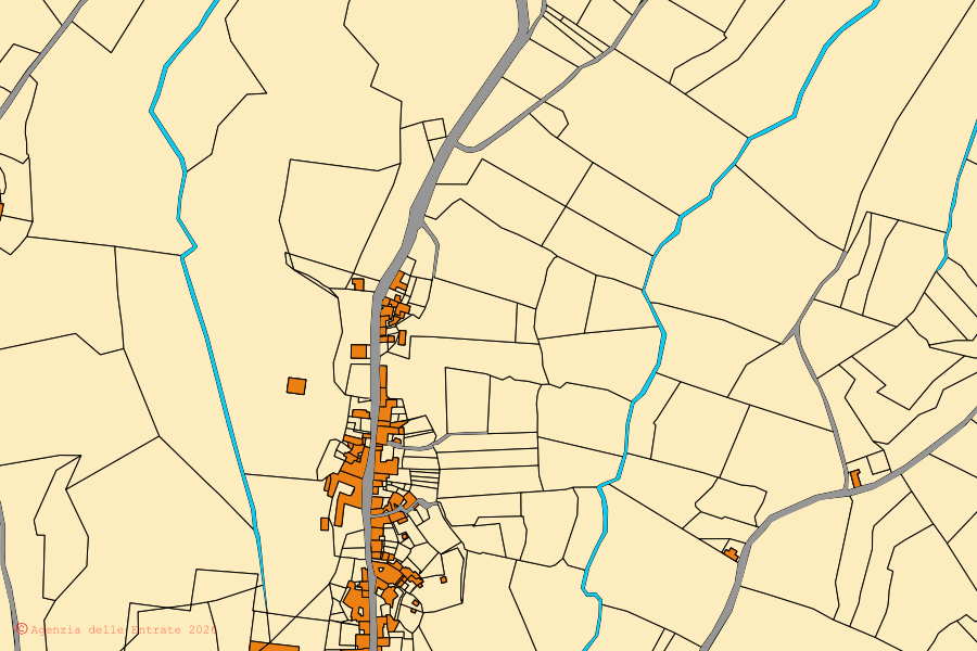 Mappa catastale del centro di Conca della Campania: particelle e fabbricati, cartografia Agenzia delle Entrate