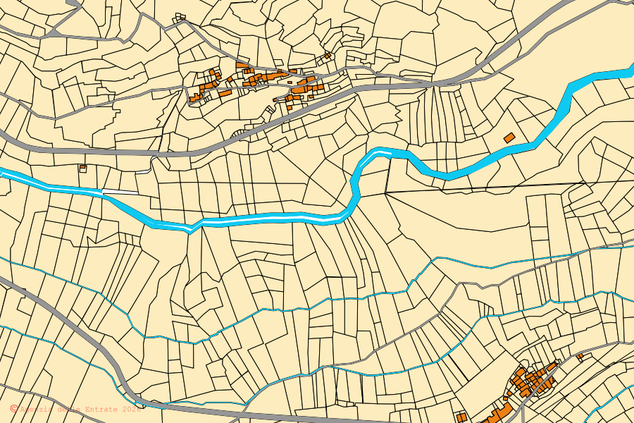 Mappa catastale del centro di Condove: particelle e fabbricati, cartografia Agenzia delle Entrate