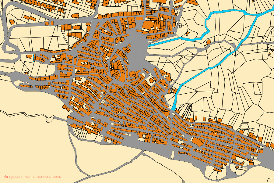 Mappa catastale del centro di Contessa Entellina: particelle e fabbricati, cartografia Agenzia delle Entrate
