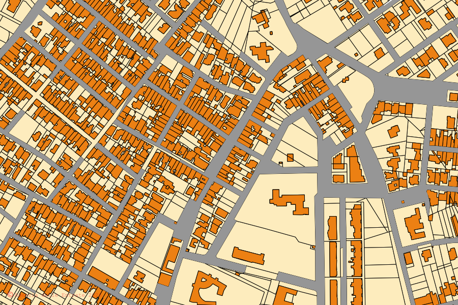 Mappa catastale del centro di Copertino: particelle e fabbricati, cartografia Agenzia delle Entrate
