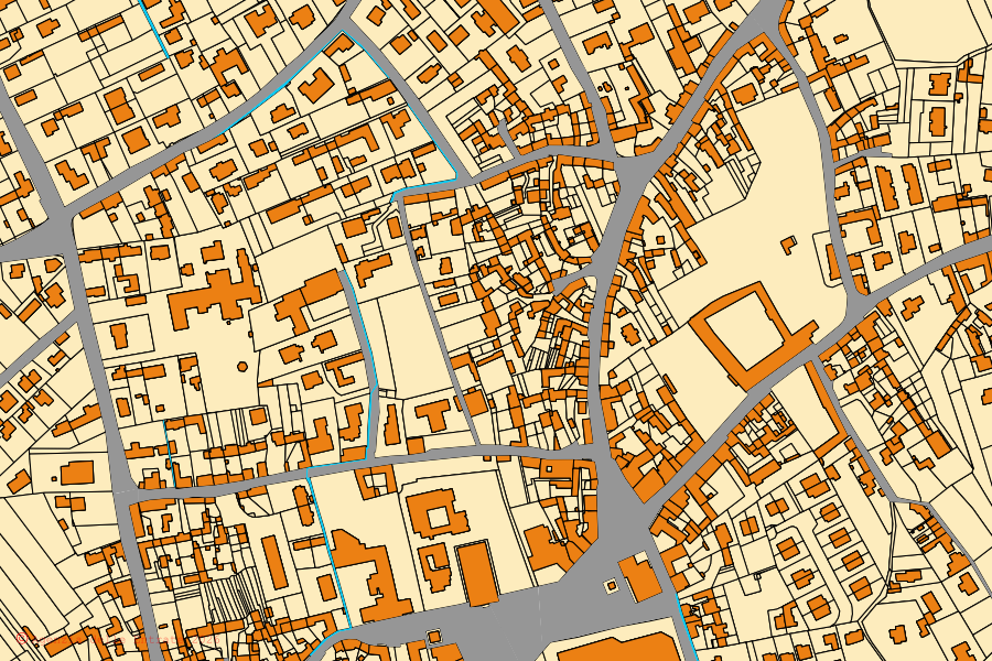Mappa catastale del centro di Cordenons: particelle e fabbricati, cartografia Agenzia delle Entrate