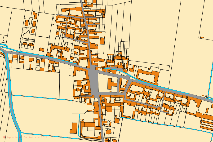 Mappa catastale del centro di Corte de' Cortesi con Cignone: particelle e fabbricati, cartografia Agenzia delle Entrate