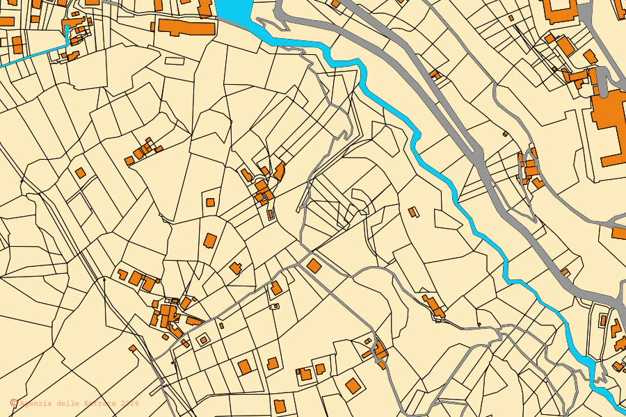 Mappa catastale del centro di Cosenza: particelle e fabbricati, cartografia Agenzia delle Entrate