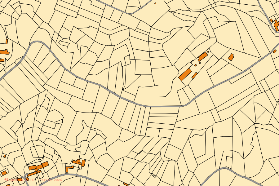 Mappa catastale del centro di Cossombrato: particelle e fabbricati, cartografia Agenzia delle Entrate