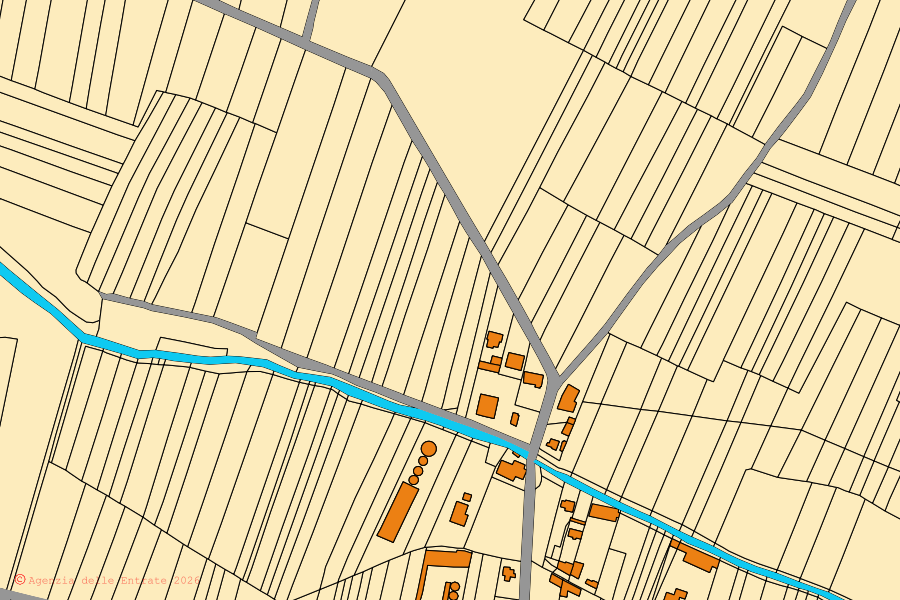 Mappa catastale del centro di Costanzana: particelle e fabbricati, cartografia Agenzia delle Entrate