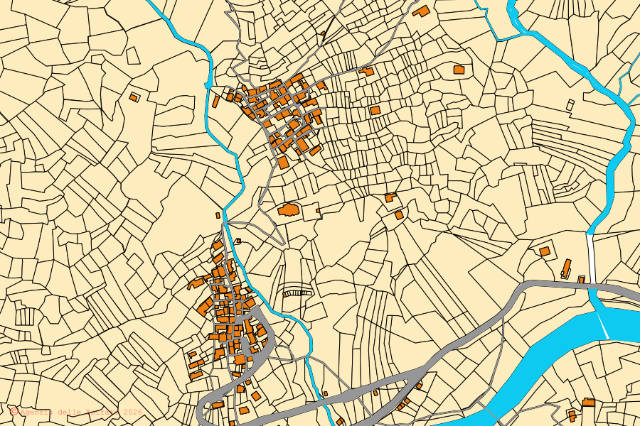 Mappa catastale del centro di Cravagliana: particelle e fabbricati, cartografia Agenzia delle Entrate