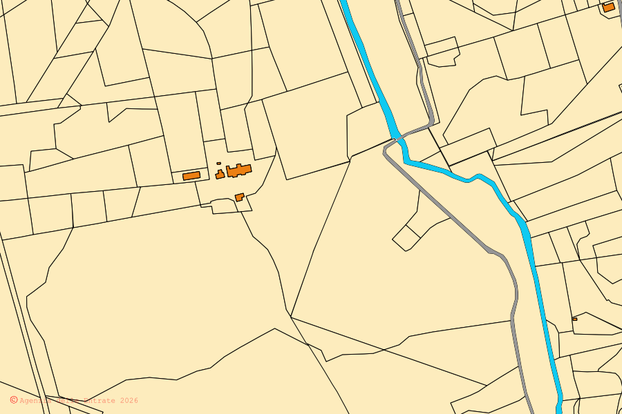 Mappa catastale del centro di Crespina Lorenzana: particelle e fabbricati, cartografia Agenzia delle Entrate