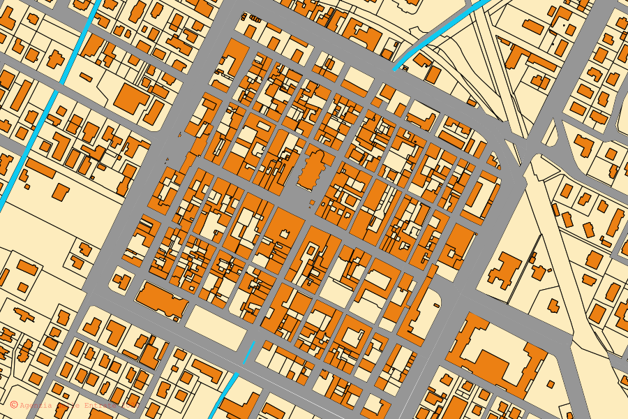 Mappa catastale del centro di Crevalcore: particelle e fabbricati, cartografia Agenzia delle Entrate