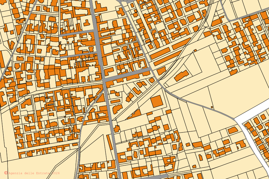 Mappa catastale del centro di Crispano: particelle e fabbricati, cartografia Agenzia delle Entrate