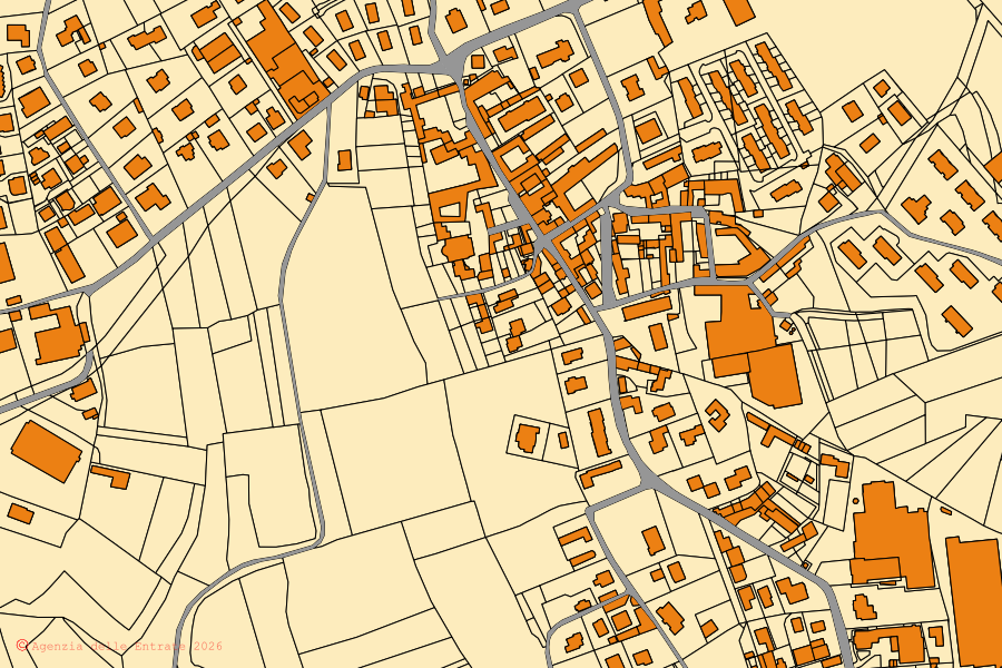 Mappa catastale del centro di Cucciago: particelle e fabbricati, cartografia Agenzia delle Entrate
