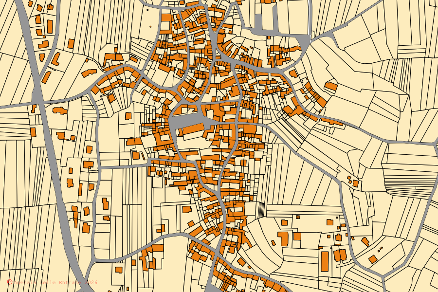 Mappa catastale del centro di Cuceglio: particelle e fabbricati, cartografia Agenzia delle Entrate