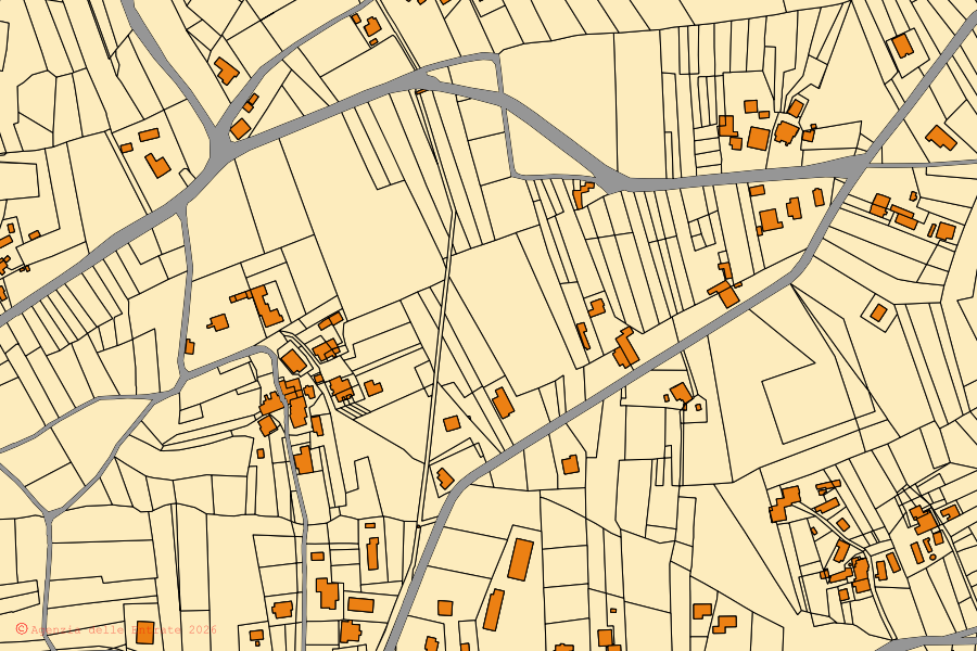 Mappa catastale del centro di Cugnoli: particelle e fabbricati, cartografia Agenzia delle Entrate