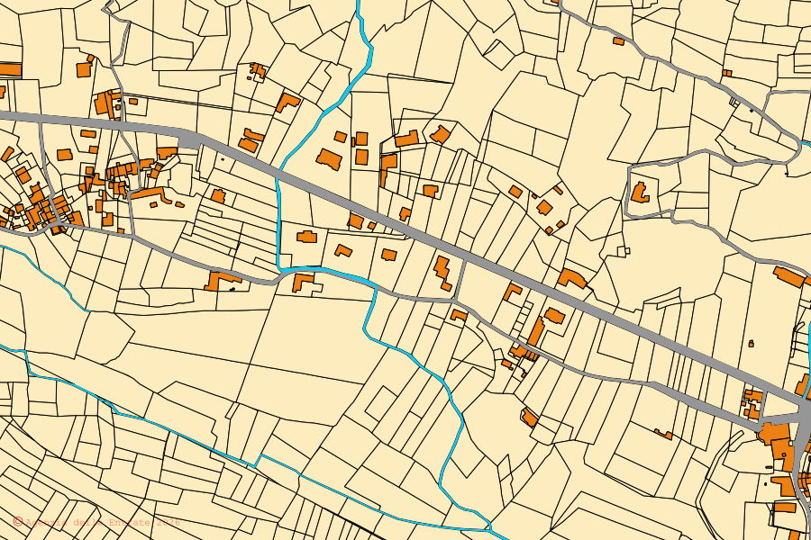 Mappa catastale del centro di Cuorgnè: particelle e fabbricati, cartografia Agenzia delle Entrate