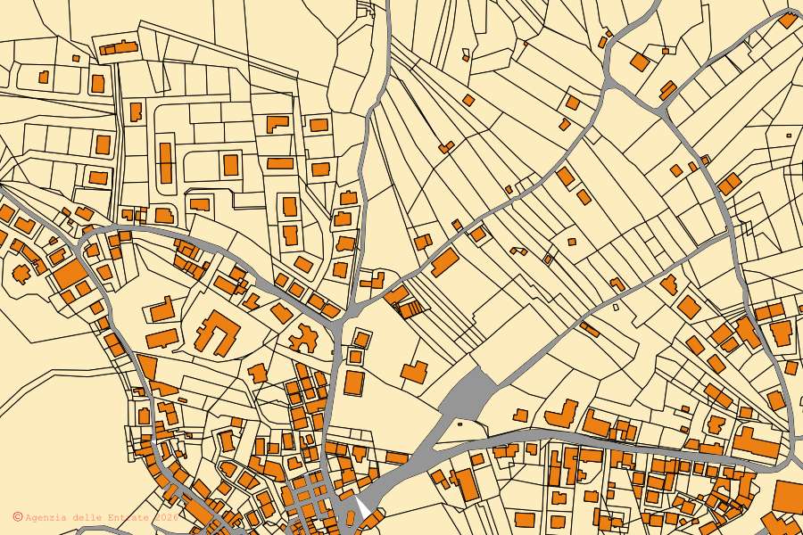 Mappa catastale del centro di Curinga: particelle e fabbricati, cartografia Agenzia delle Entrate