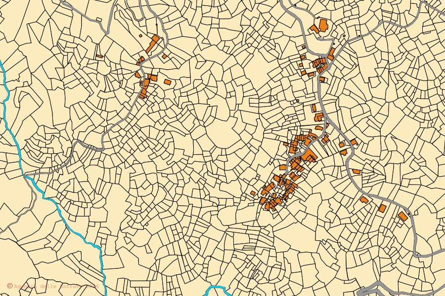 Mappa catastale del centro di Curino: particelle e fabbricati, cartografia Agenzia delle Entrate