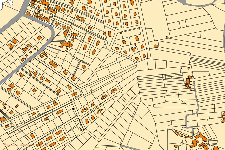 Mappa catastale del centro di Custonaci: particelle e fabbricati, cartografia Agenzia delle Entrate