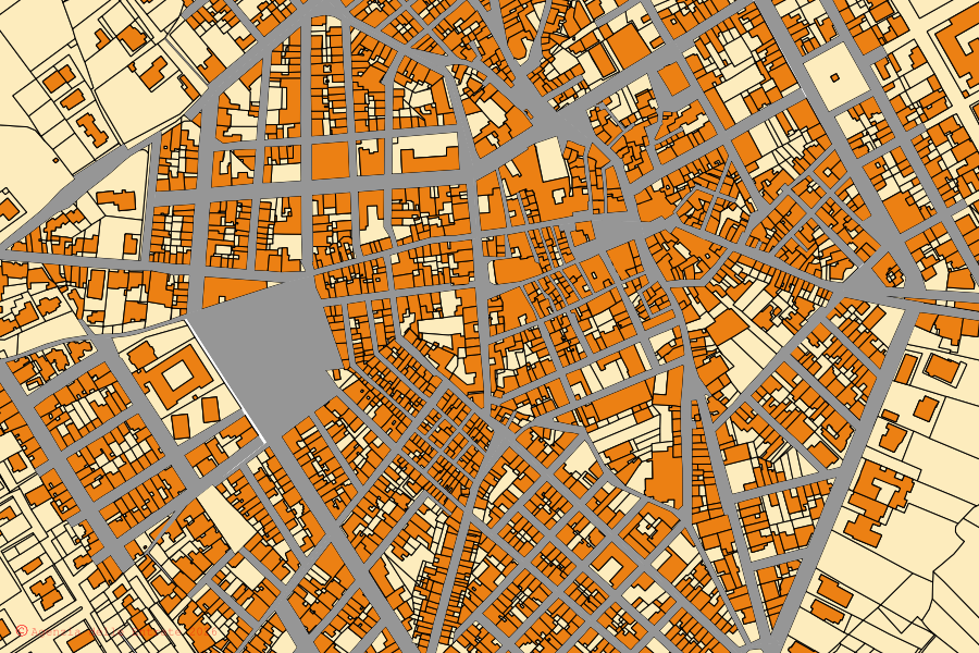 Mappa catastale del centro di Cutrofiano: particelle e fabbricati, cartografia Agenzia delle Entrate