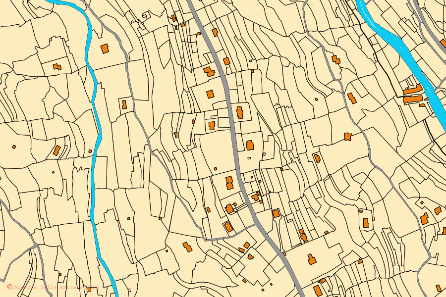 Mappa catastale del centro di Diano Castello: particelle e fabbricati, cartografia Agenzia delle Entrate