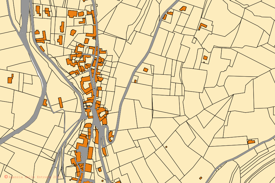 Mappa catastale del centro di Diano d'Alba: particelle e fabbricati, cartografia Agenzia delle Entrate