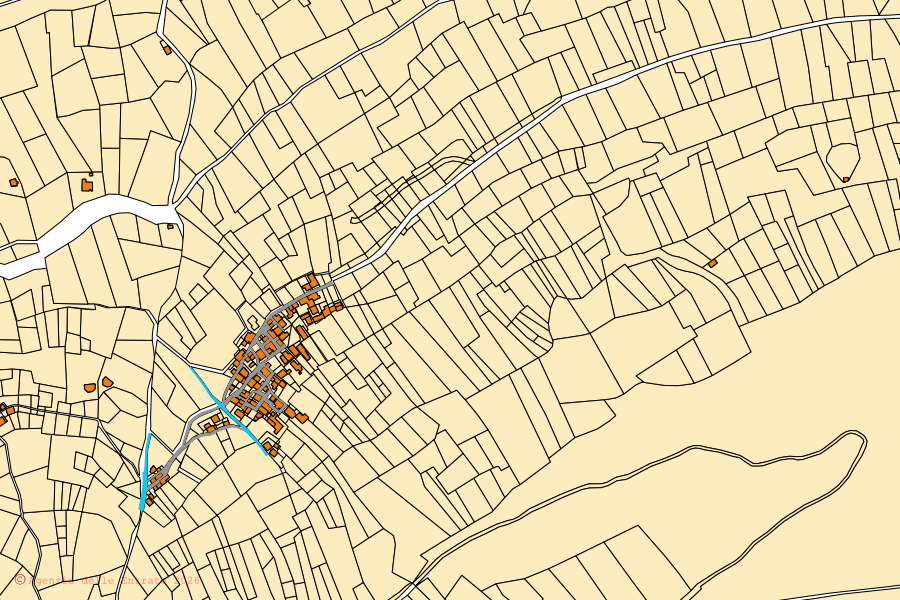 Mappa catastale del centro di Dorio: particelle e fabbricati, cartografia Agenzia delle Entrate