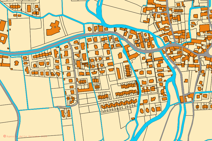 Mappa catastale del centro di Dovera: particelle e fabbricati, cartografia Agenzia delle Entrate