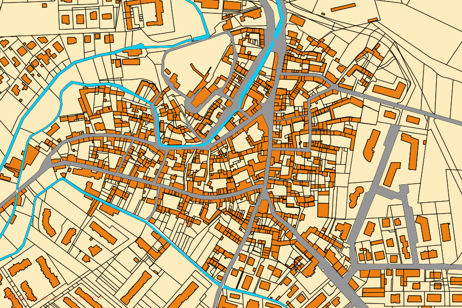 Mappa catastale del centro di Druento: particelle e fabbricati, cartografia Agenzia delle Entrate