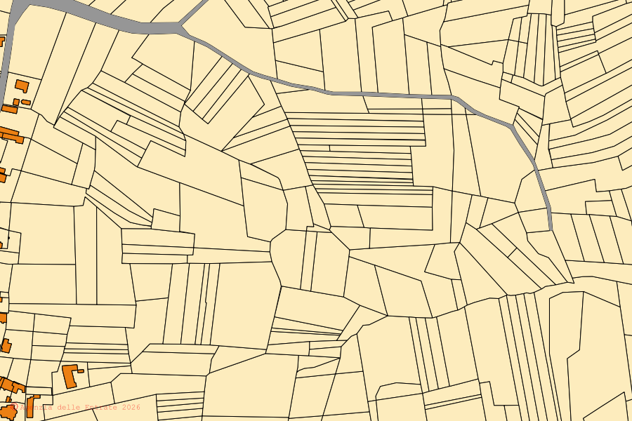 Mappa catastale del centro di Dusino San Michele: particelle e fabbricati, cartografia Agenzia delle Entrate
