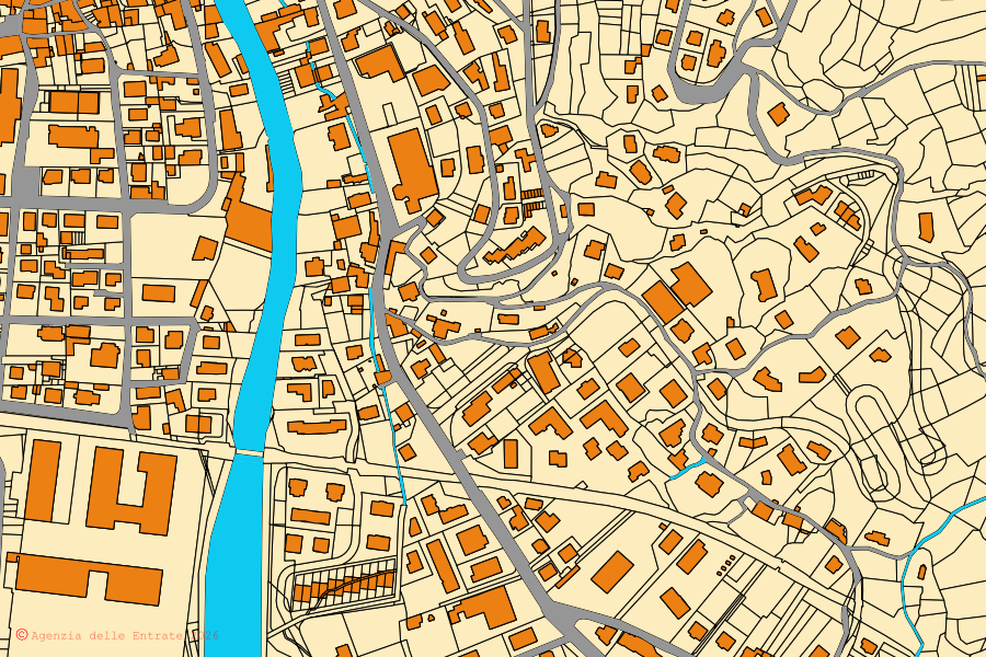 Mappa catastale del centro di Edolo: particelle e fabbricati, cartografia Agenzia delle Entrate