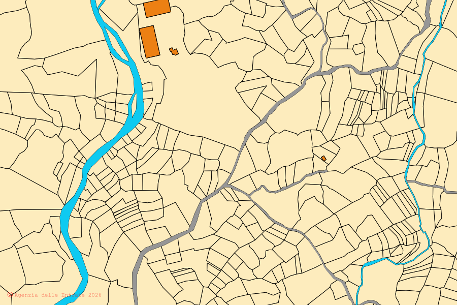 Mappa catastale del centro di Elini: particelle e fabbricati, cartografia Agenzia delle Entrate