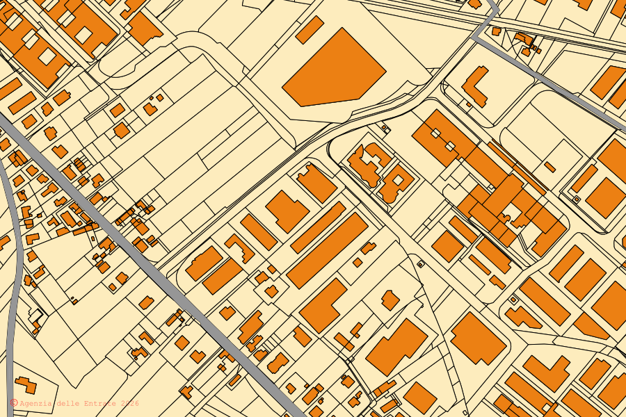 Mappa catastale del centro di Este: particelle e fabbricati, cartografia Agenzia delle Entrate