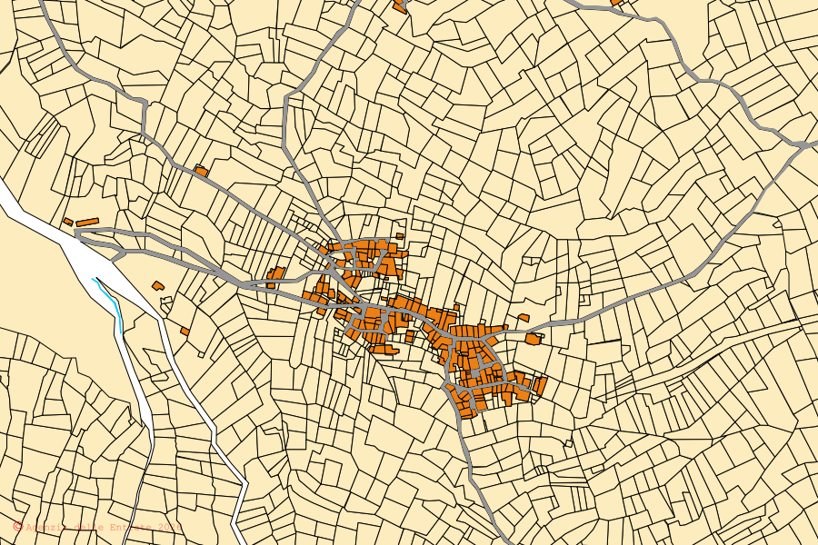 Mappa catastale del centro di Exilles: particelle e fabbricati, cartografia Agenzia delle Entrate