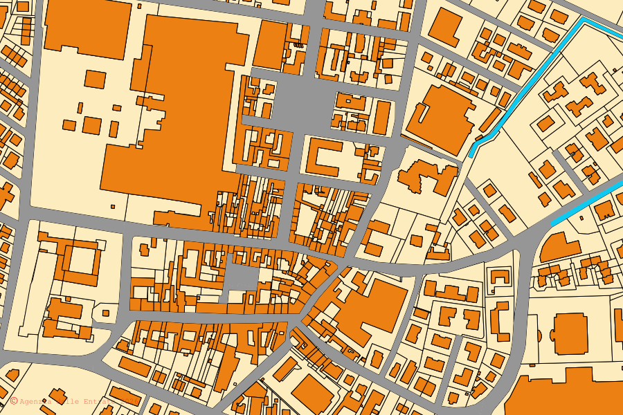 Mappa catastale del centro di Fabbrico: particelle e fabbricati, cartografia Agenzia delle Entrate