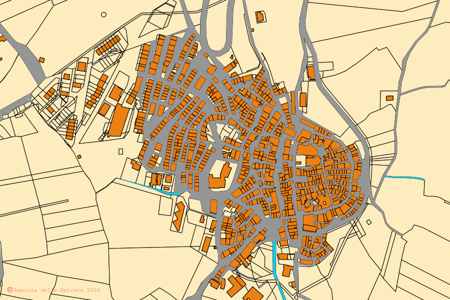 Mappa catastale del centro di Faeto: particelle e fabbricati, cartografia Agenzia delle Entrate