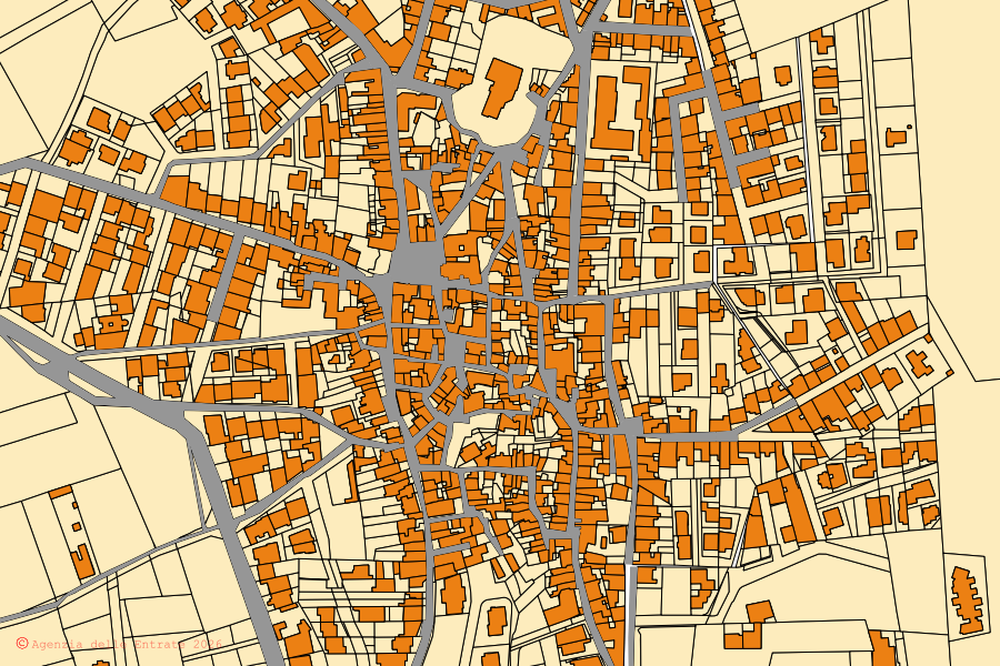 Mappa catastale del centro di Faggiano: particelle e fabbricati, cartografia Agenzia delle Entrate