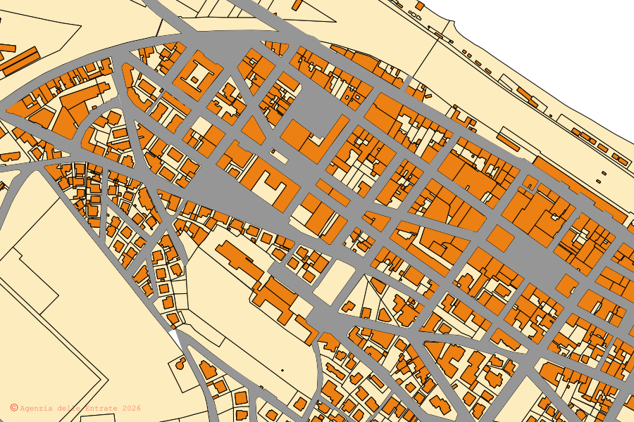 Mappa catastale del centro di Falconara Marittima: particelle e fabbricati, cartografia Agenzia delle Entrate